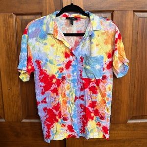 Rainbow Tye Dye Hawaiian Shirt